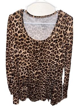 Torrid Womens Super Soft Knits Long Sleeve Top Leopard Cheetah Print Size 1X EUC